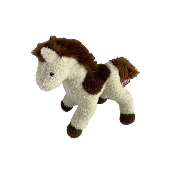 Douglas Horse Plush White Brown 8" Long Stuffed Animal Toy Pony Machine Washable - Picture 1 of 6